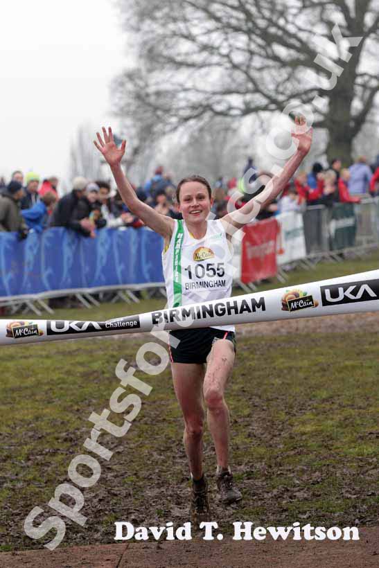 Louise Damen  winning the senior womens McCain World Cross Country Trials and Inter Counties.
